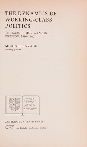 The Dynamics of Working-class Politics cover