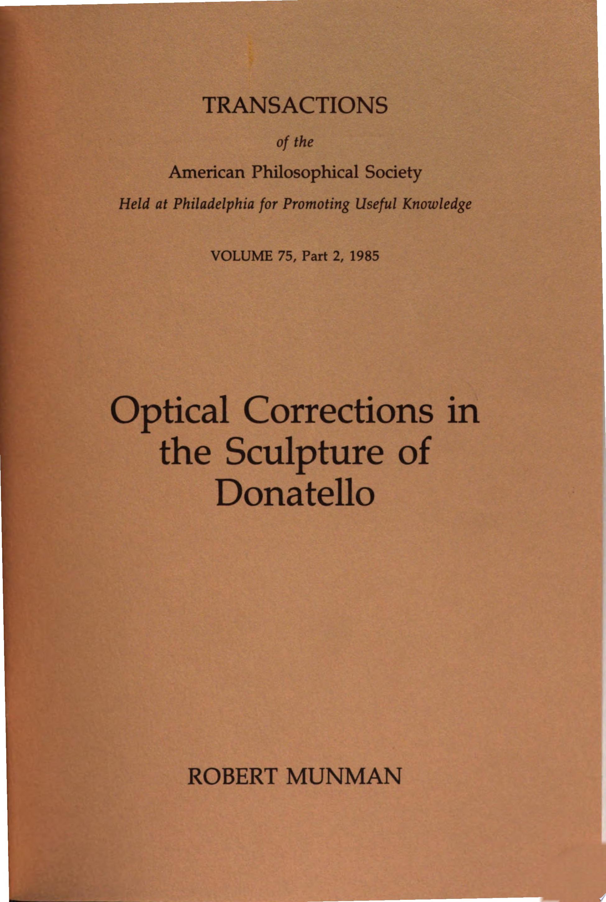 Optical Corrections in the Sculpture of Donatello