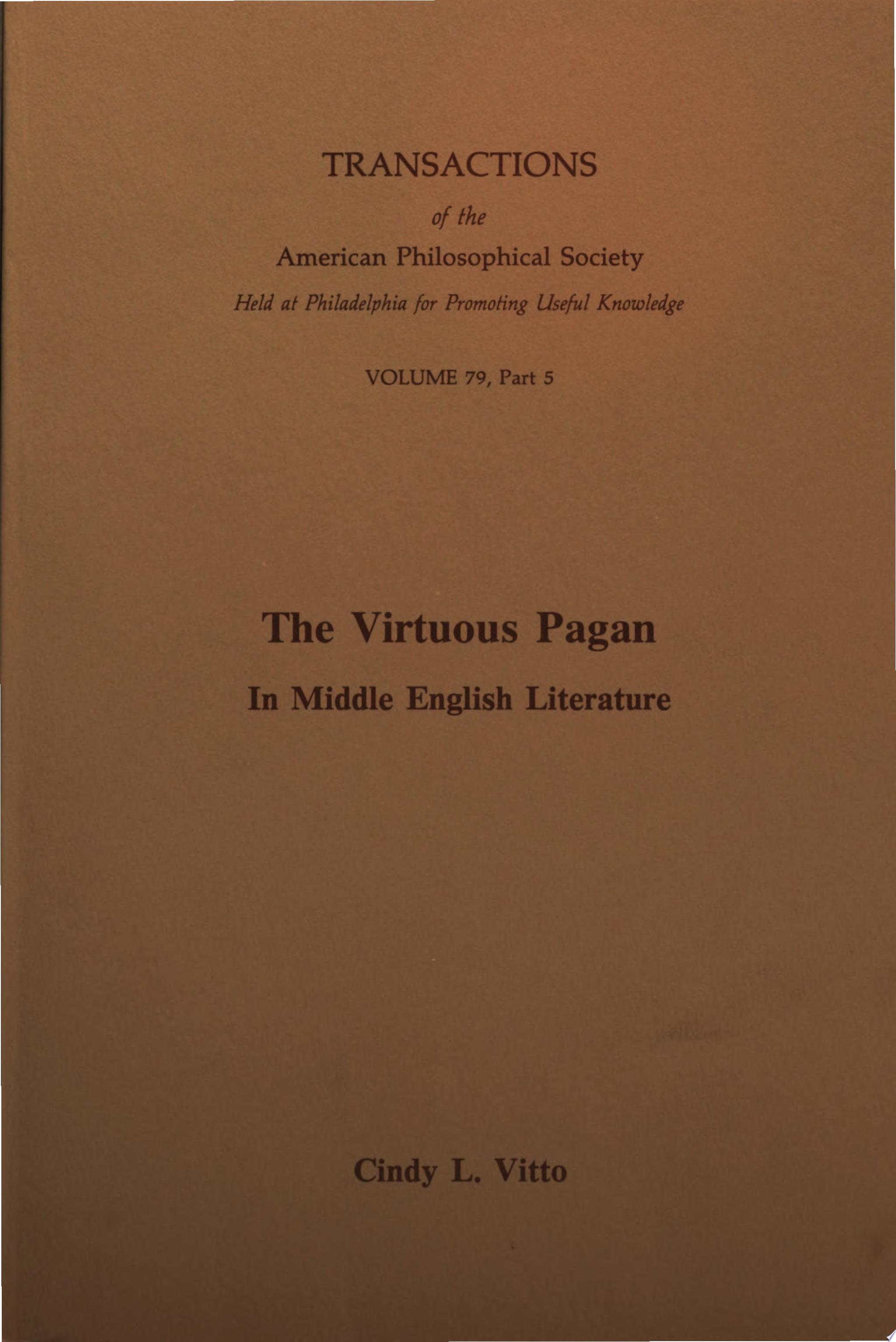 Virtuous Pagan in Middle English Literature cover