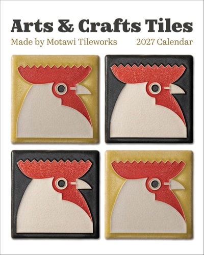 Mini Wall Calendar 2027, Arts & Crafts Tiles: Made by Motawi Tileworks, 12 Months, Grid Design Featuring 12 Artworks