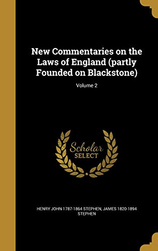 New Commentaries on the Laws of England (partly Founded on Blackstone) cover