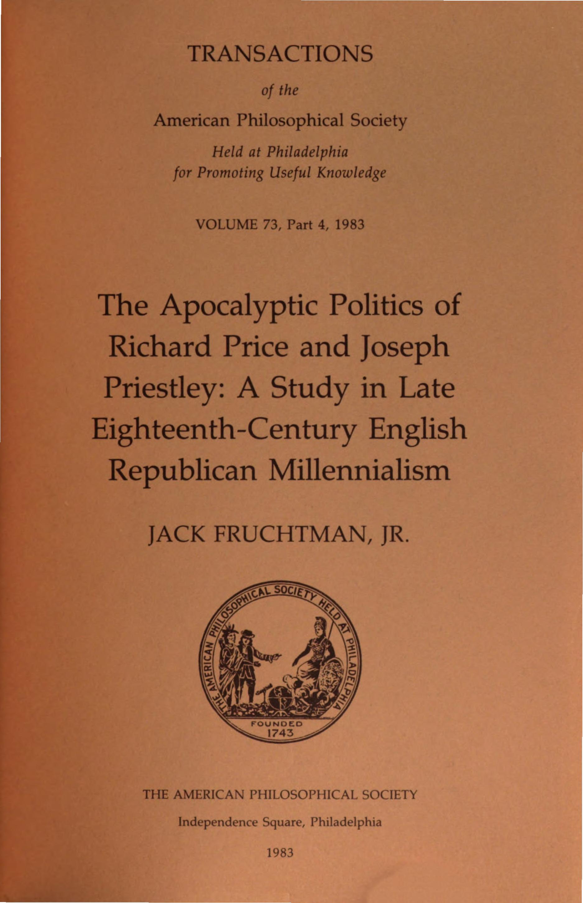 Apocalyptic Politics of Richard Price and Joseph Priestley cover