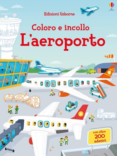L'aeroporto. Coloro e incollo. Con adesivi cover